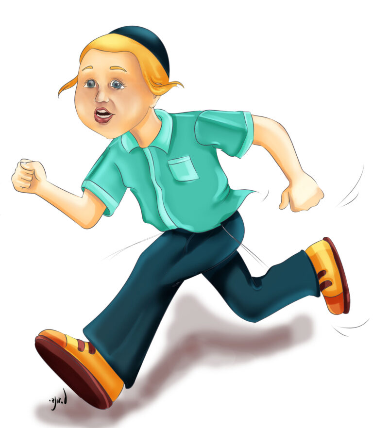 illustrated boy running