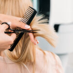 Woman cutting hair