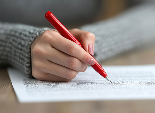 copyediting- woman correcting paper